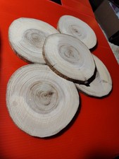 Unfinished Natural Wood Round Slice Discs w/ Bark Edge, Lot of 5. 5inches