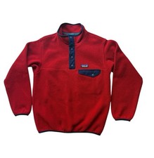 Patagonia Synchilla Boys Jacket Small Kids 6-7 Fleece Pull Over Red Snap-T
