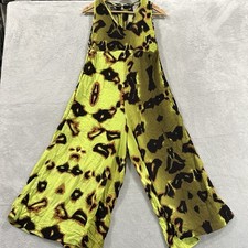 One Teaspoon Sleeveless Overall Jumpsuit Women Small Pull On Loose Green Print