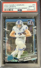 RARE 2023 Panini Clearly Donruss -  Sam LaPorta Auto BLACK SPIDER 1/1 PSA 10!