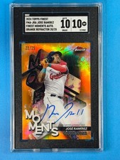 Jose Ramirez 2024 Topps Finest Moments Auto Orange Refractor 20/25 SGC 10/10