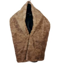 Vintage Ivory Caramel Genuine Mink Fur Cape Shawl Stole Wrap Scarf