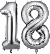 Palloncini Compleanno Argento 101 CM, Palloncino Numero 18/81, Foil Palloncini N