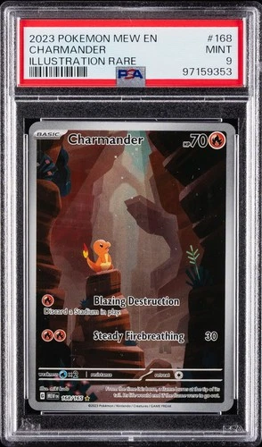 2023 POKEMON MEW EN-151 ILLUSTRATION RARE #168 CHARMANDER PSA 9