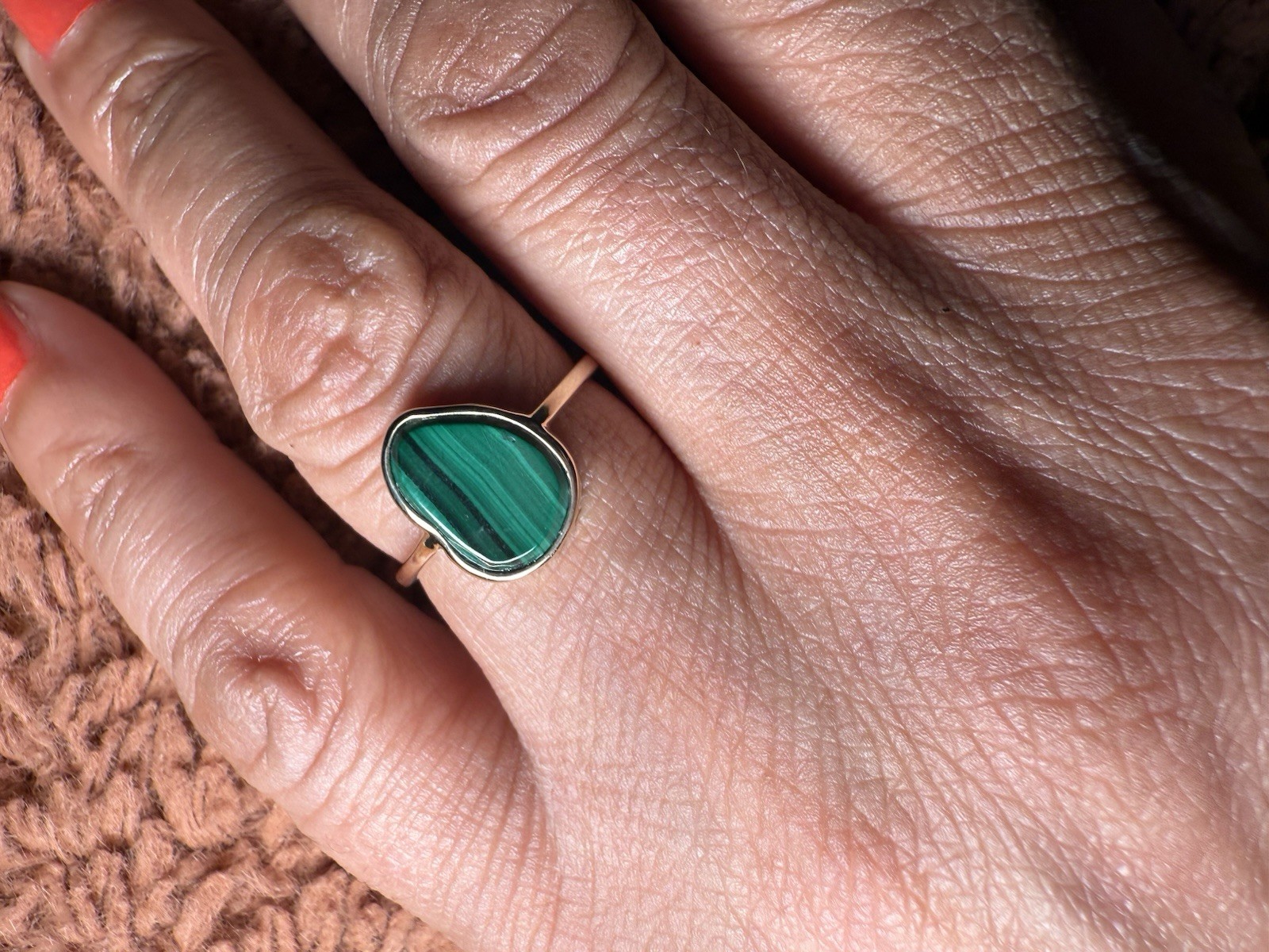 9k Solid Gold and Malachite Ring