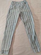 Next Women’s Striped Jeans Trousers UK 12 W26 L32 Cotton Blue