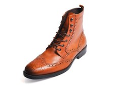Testoni Brown Leather Wingtip Boots 34626