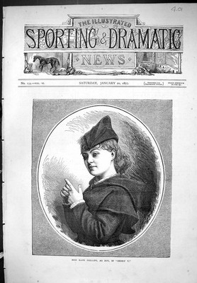 Original Old Antique Print 1877 Miss Kate Phillips As Boy Henry V Character