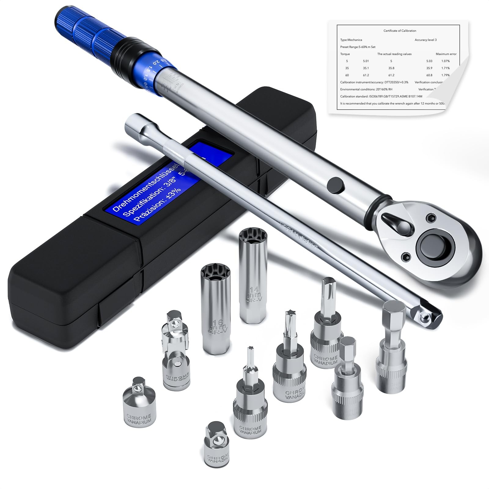 Set Regalo Chiave Dinamometrica 3/8 13 Pz per Appassionati Meccanica