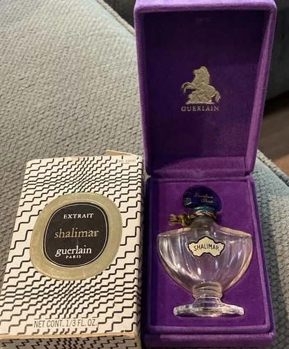 Shalimar Parfum 1/3 Oz. Guerlain Corded Empty Bottle With Box And Velvet Box