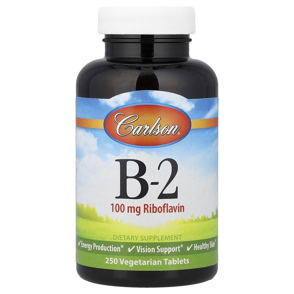 Carlson Labs B-2 100 mg 250 Tablets Gluten-Free, Milk-Free, Preservative-Free,