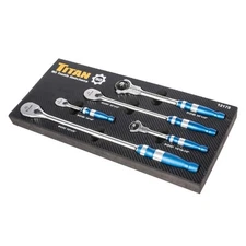 Titan 12175 Swivel Head and Flat Head Ratchet Set, 90 Tooth, 5-Piece