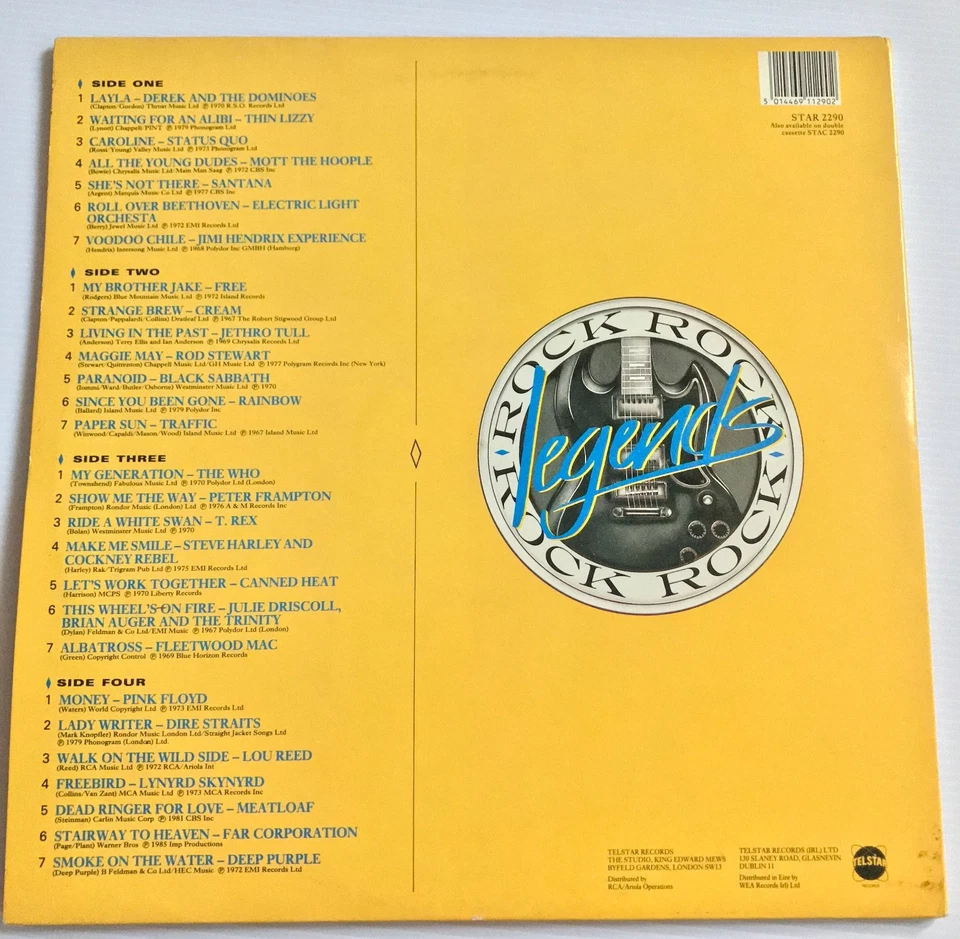 Classic Rock Legends  Vinyl 2LP Compilation - Black Sabbath, Pink Floyd, T-Rex - Image 2 of 4