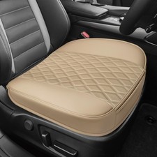 Surosha Leather Front Car Seat Cover Beige Universal Fit Vehicles SUVs Trucks