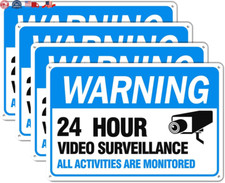 Video Surveillance Sign, 4-Pack 12" X 8" Security Camera Sign, Reflective and Wa