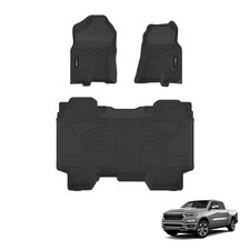 3d Molded Floor Mats Black For 2019-2020 Dodge Ram 1500 Crewcab Tpe All Weather