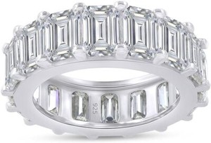 Authentic 14.45CT Full Eternity Stackable Ring Moissanite 14K White Gold Plated 925 Silver