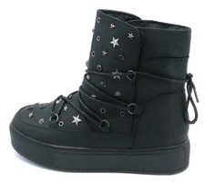 Gold e Gold GS23 stivaletto zeppa ecopelle nero borchie laccio post.