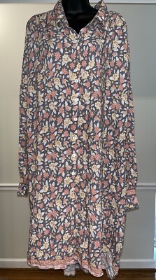 Anthropologie Mahli The Label Sz 5-6XL Grey Floral button Flowy  Dress