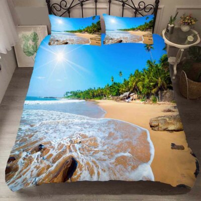 Sun Splashed Down On Cute Sand 3D Quilt Duvet Doona Cover Set Pillow case Print