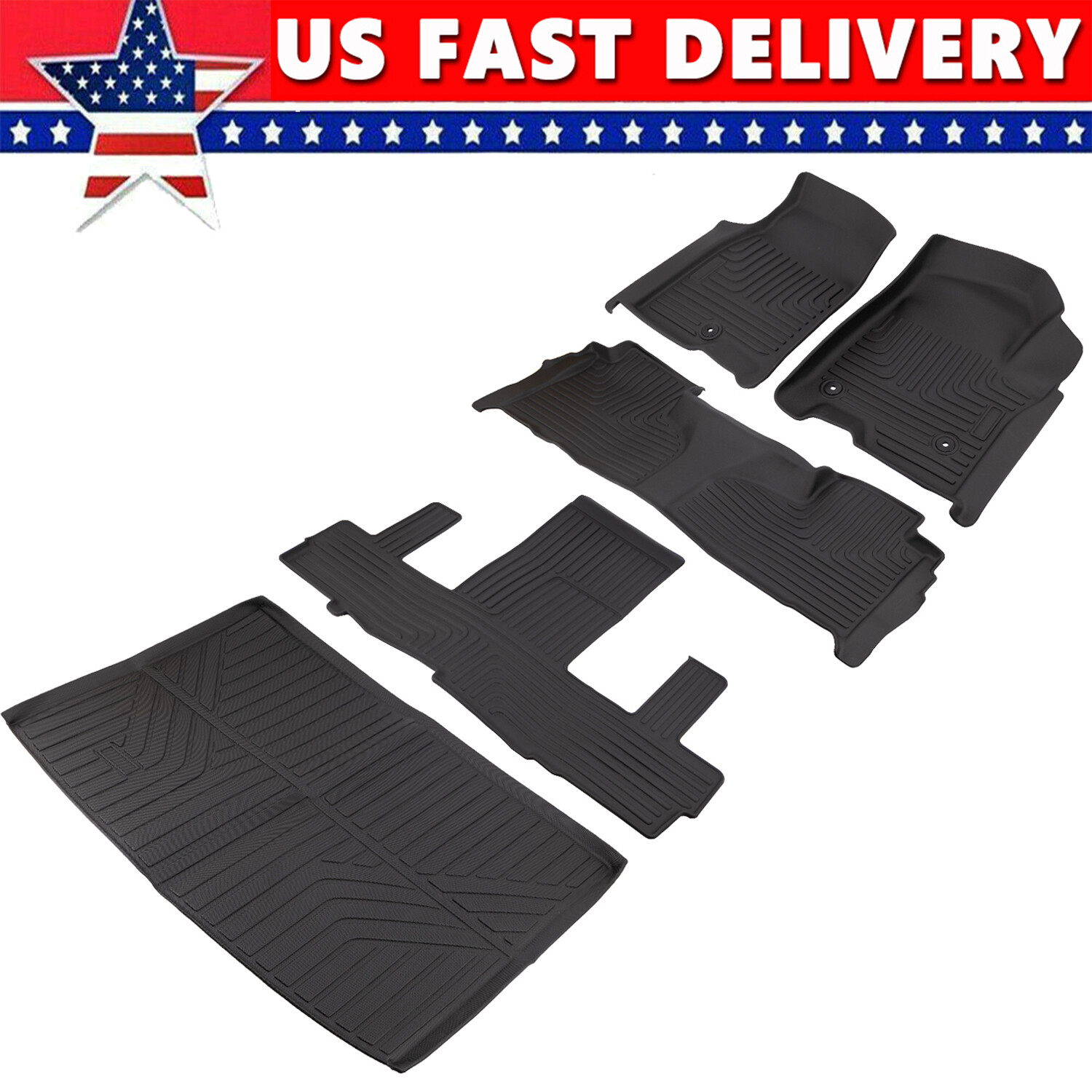 Floor Mats & Cargo Liner For 7 Seat 2021-2025 Suburban/Yukon XL/Escalade ESV US