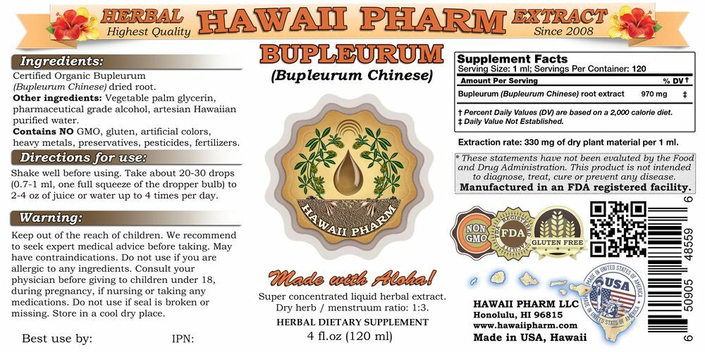Bupleurum, Bei Chai Hu (Bupleurum Chinese) Tincture. Alcohol-Based