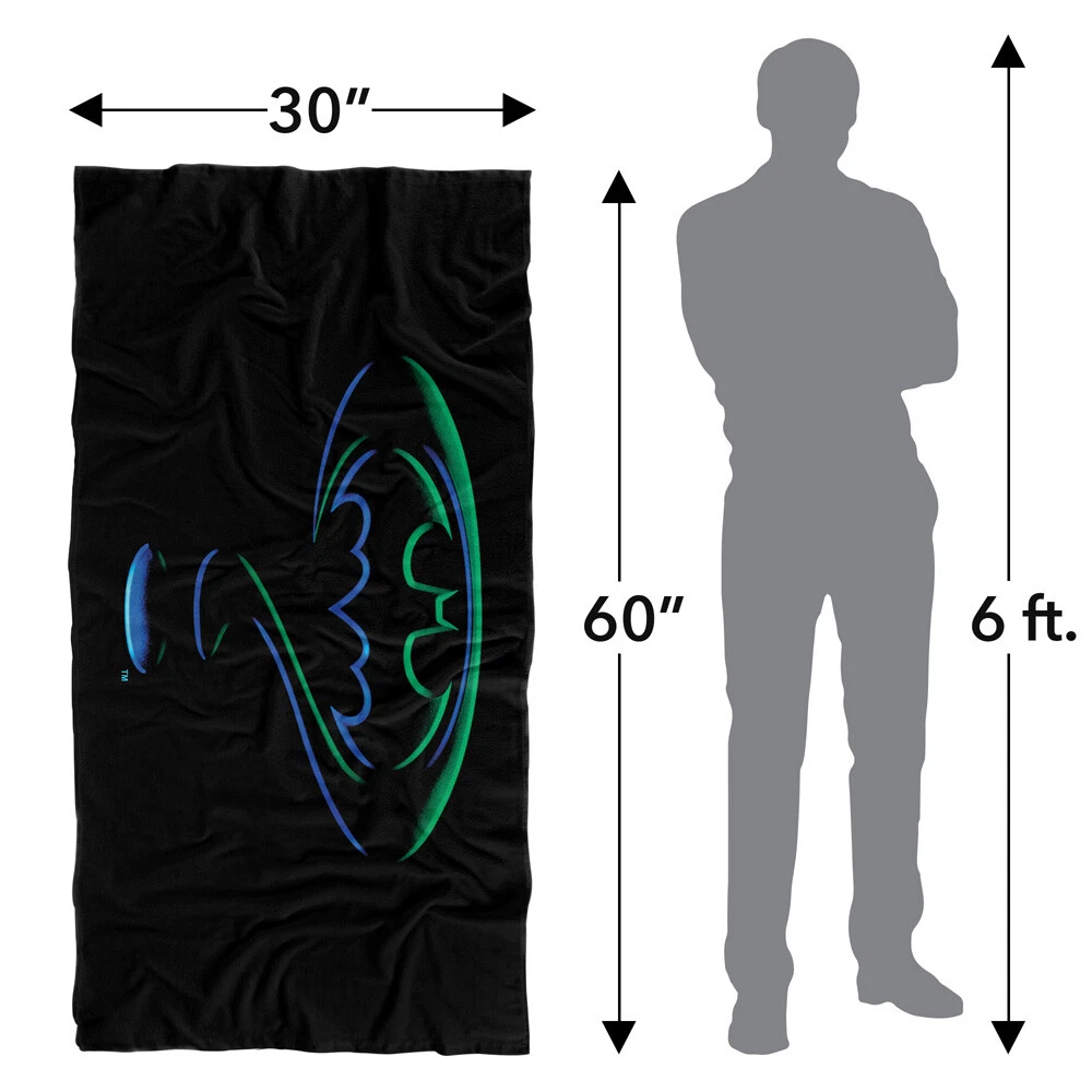 Batman Beach Towel 30"x60" Forever Logo Bat Symbol Microfiber Official