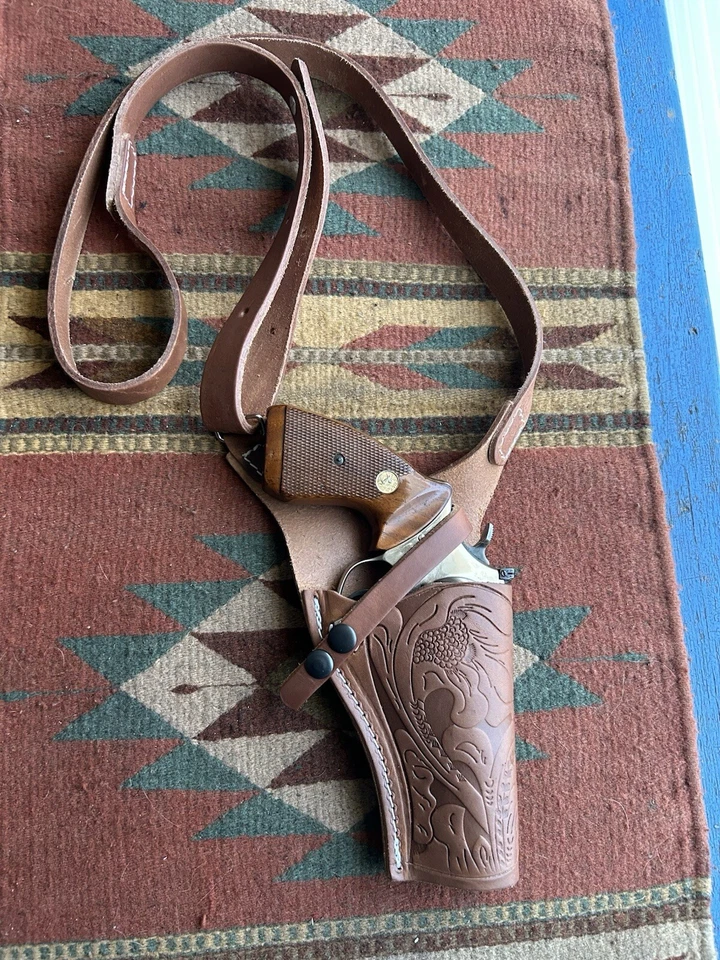 Funda de hombro de cuero de 4" para S&W M 19 66 586 686 Charter Arms Mag Pug Foto 4 de 4