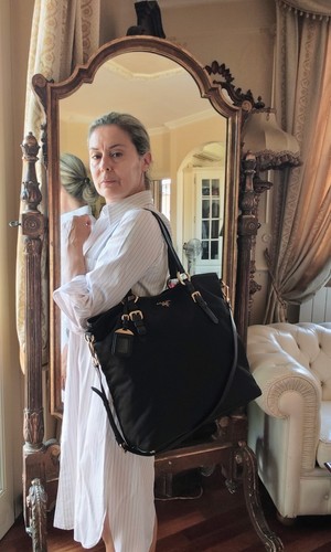 Prada Shopper Totalizador Bag Re-Nylon Cuero Negro con Asa Excelente Estado - Imagen 21 de 24