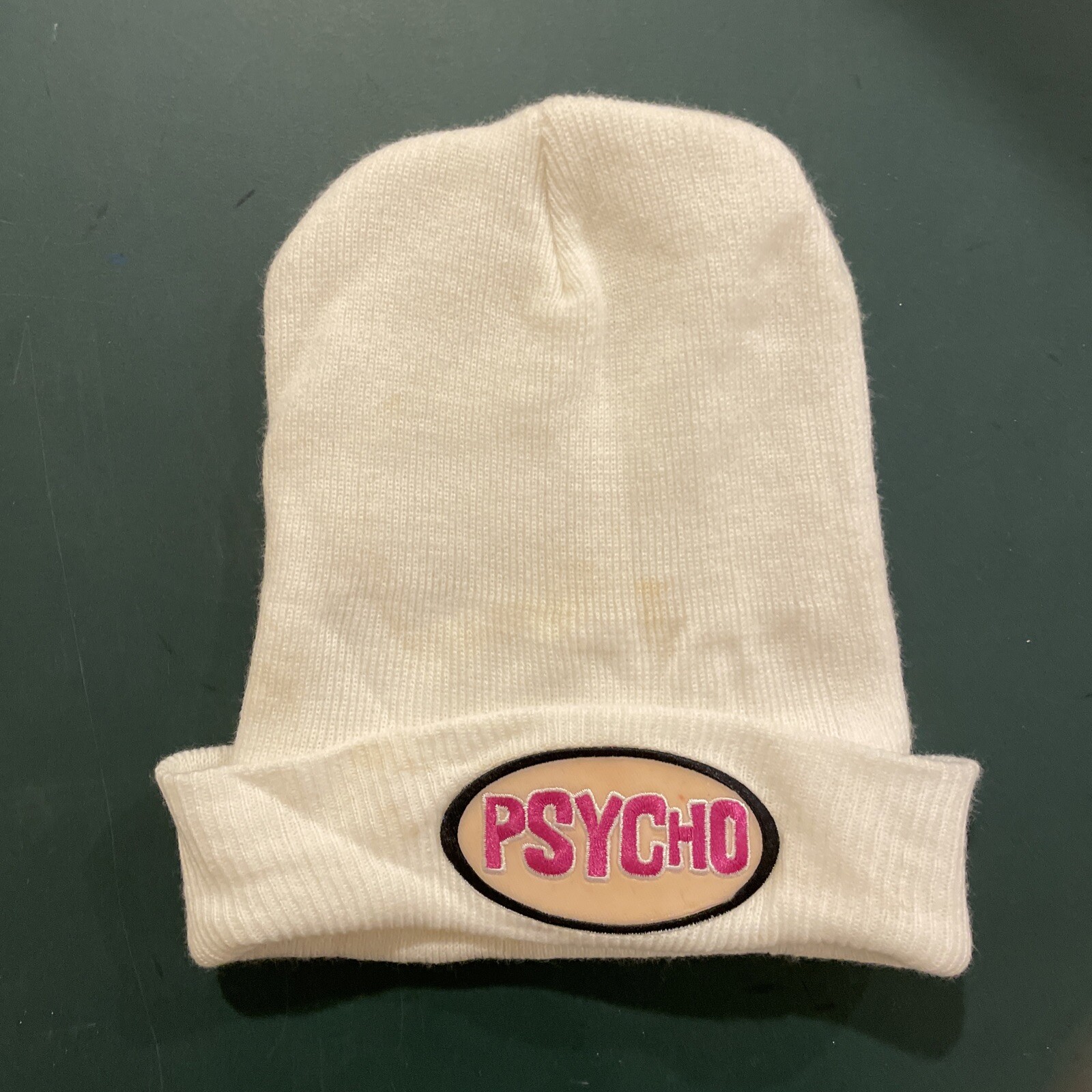 Psycho Knit Beanie Hat in White One Size Fits All-image