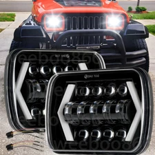 2PCS For Jeep Wrangler YJ 1987-1995 5x7" 7x6 Square LED Headlights High Low Beam