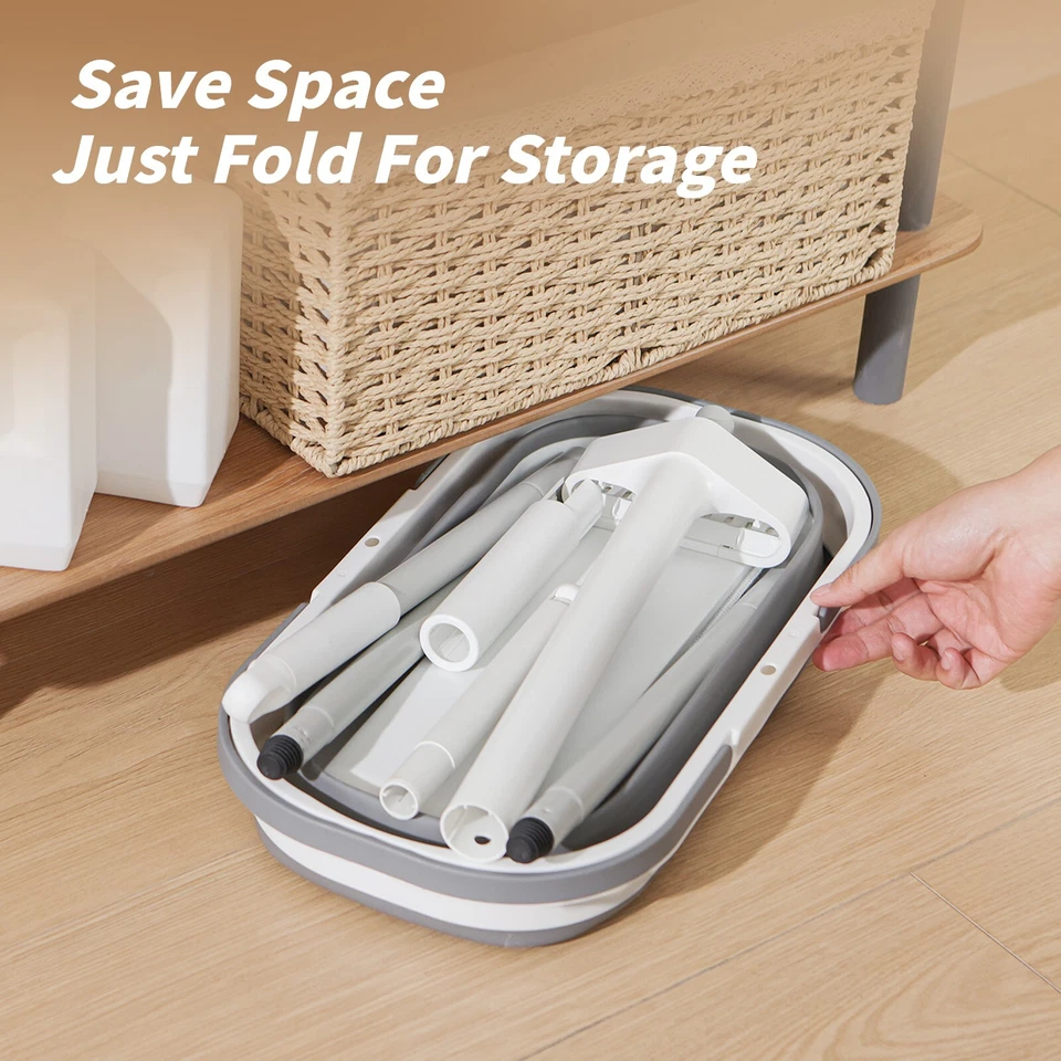 Juego de fregona plana y cubo plegable Oshang.  Fregonas para limpieza de suelos Foto 3 de 4