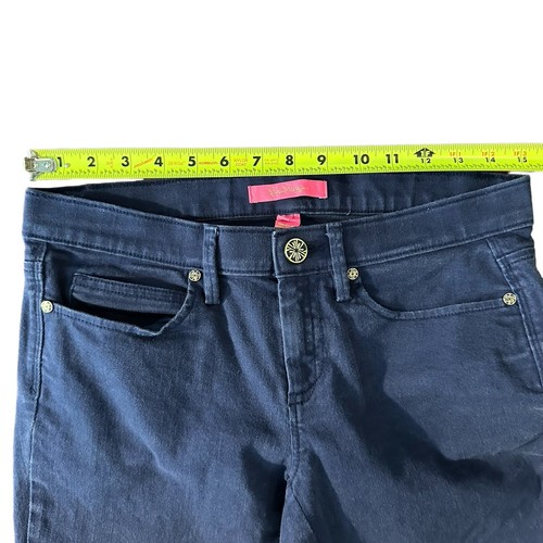 Lilly Pulitzer South Ocean Skinny Cropped Jean Embroidered Lace Size 6 Navy Blue - Picture 15 of 18