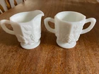 Vintage Westmoreland Paneled Grape White Milk Glass Creamer & Open Sugar