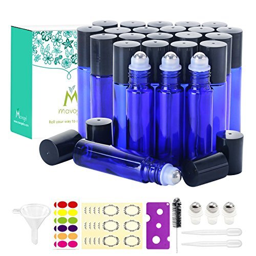 Mavogel 24,10ml Essential Oils Roller Bottles - Cobalt Blue, Glass with