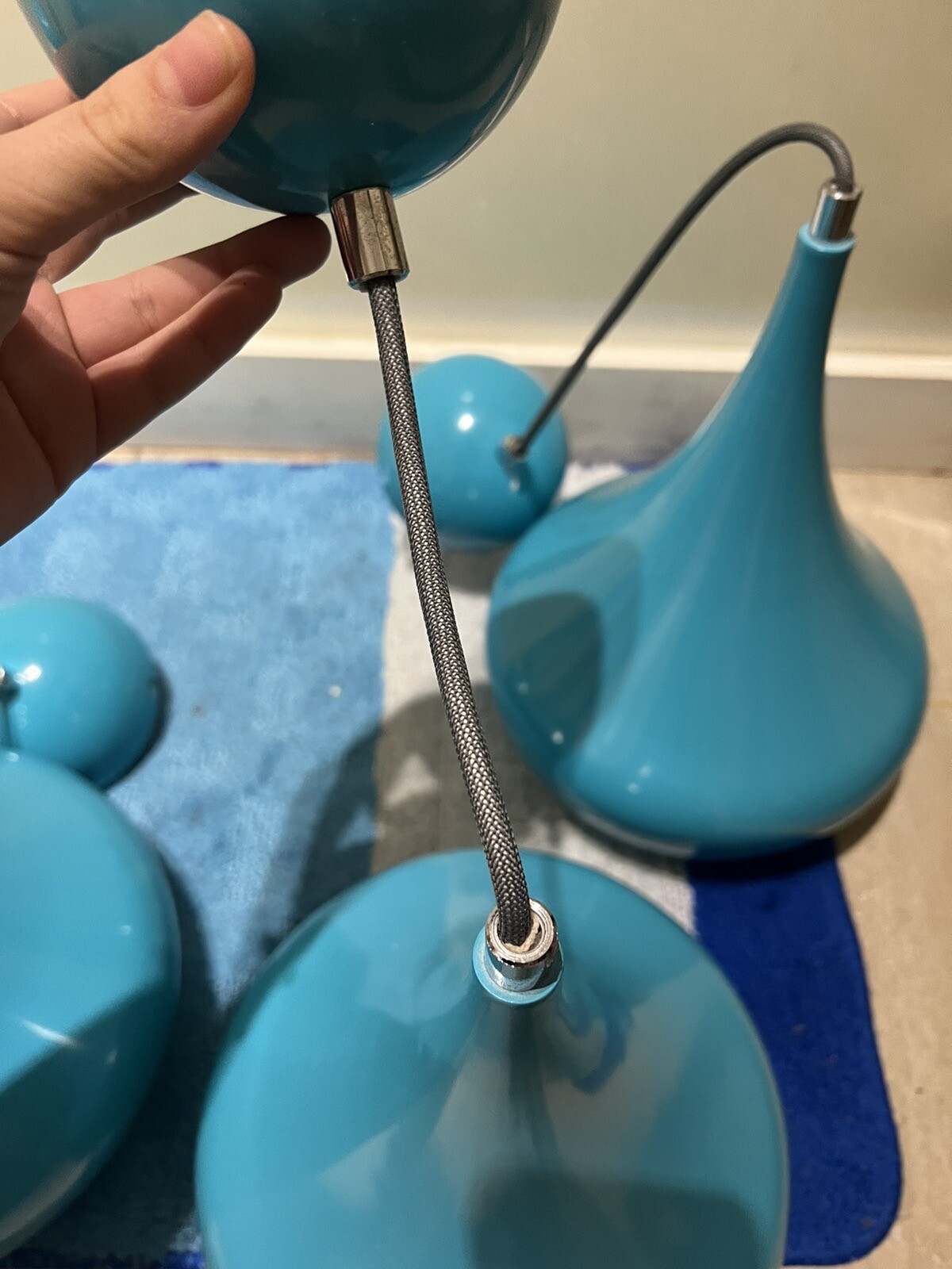 blue/turquoise lamp shades x4 eBay