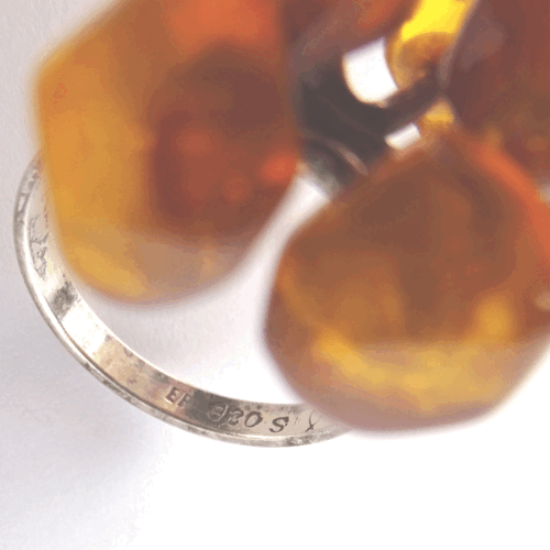 modernist Silber Bernsteine Fischland BoHo Design Amber Silver Ring vintage 60er - Bild 4 von 7