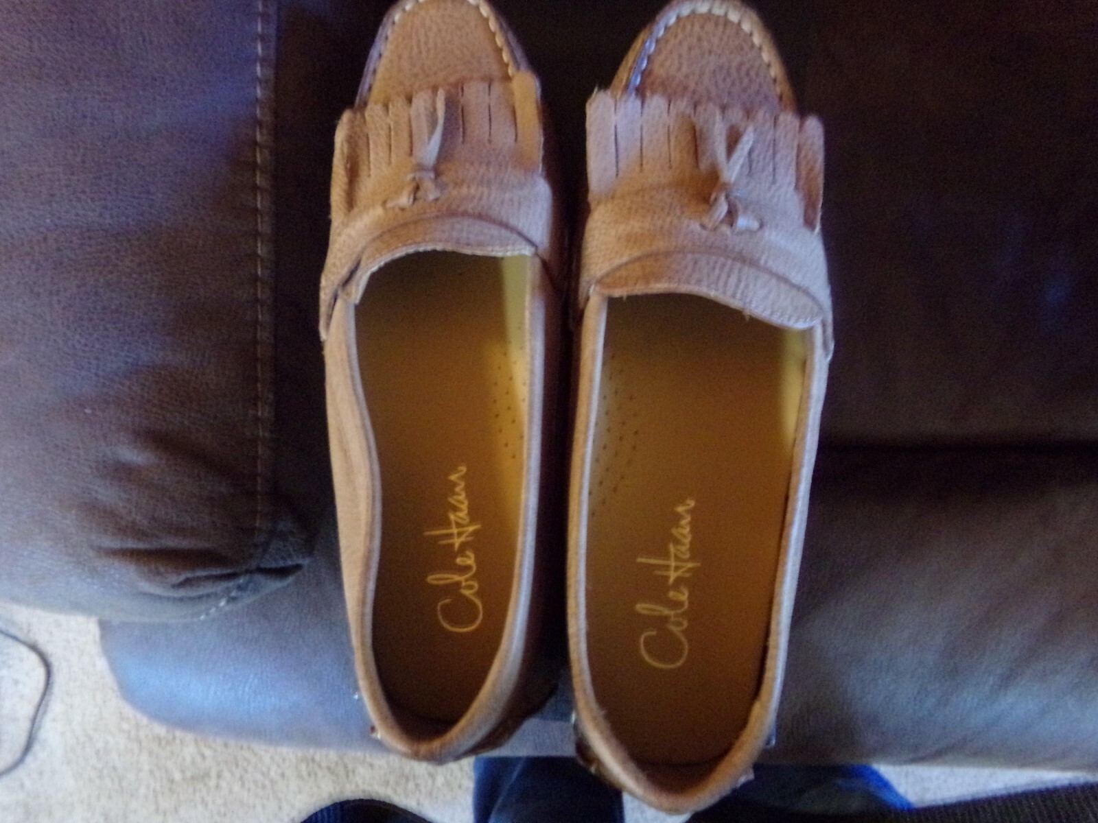 COLE HAAN Womens Sz 7.5 Air Tobin Driver  Leather Loafer Shoes Saddle Tan