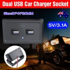 3.1A Dual USB Port Fast Charger Socket Power Outlet Panel 12V Motorcycle Car RV