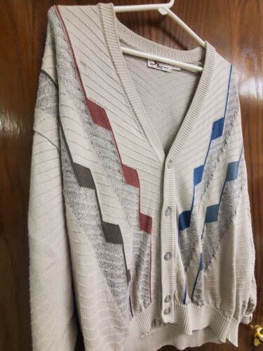 St. Croix Knits Sweater Mens Grandpa Sweater V Neck cardigan Large Made in USA - Picture 4 of 11