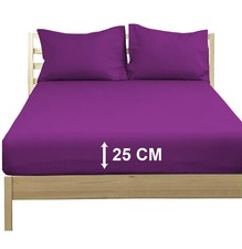 Extra Deep 25cm Fitted Sheet 100% Poly Cotton Single Double King Size Bed Sheets