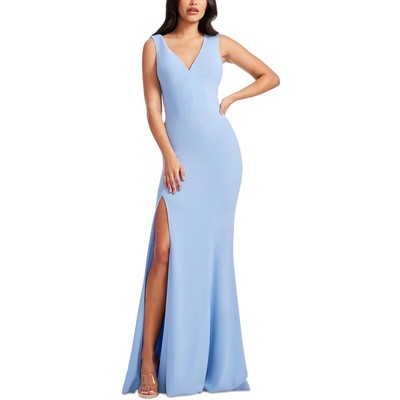 Dress The Population Womens Sandra Blue V-Neck Sheath Evening Dress XL BHFO 1782