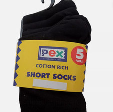 PEX COTTON RICH SHORT SOCKS BLACK CHILDS PRICE TO CLEAR £2