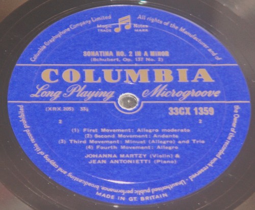 JOHANNA MARTZY JEAN ANTONIETTI SCHUBERT BLUE GOLD B/G COLUMBIA MONO 33CX 1359 LP - Picture 6 of 8