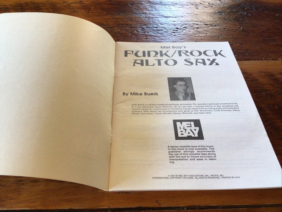 Mel Bay Funk Rock Alto Sax Saxophone Music Instrument Instruction Song