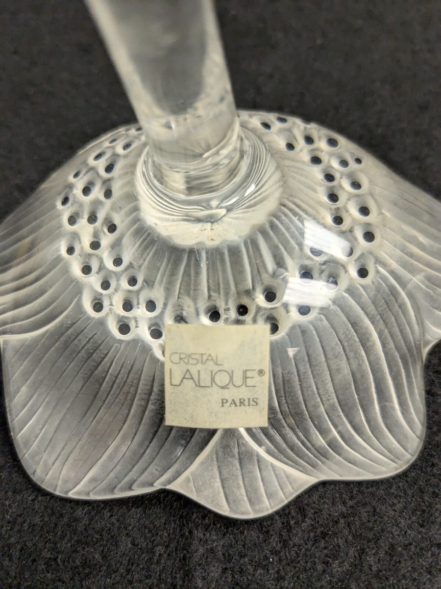 LALIQUE CRISTAL PARIS ART GLASS ANEMONE FLOWER PAPER WEIGHT W