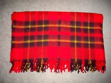 Vtg Faribault Campus Blanket Plaid Throw Red Stadium 50 x 54" with Fringe
