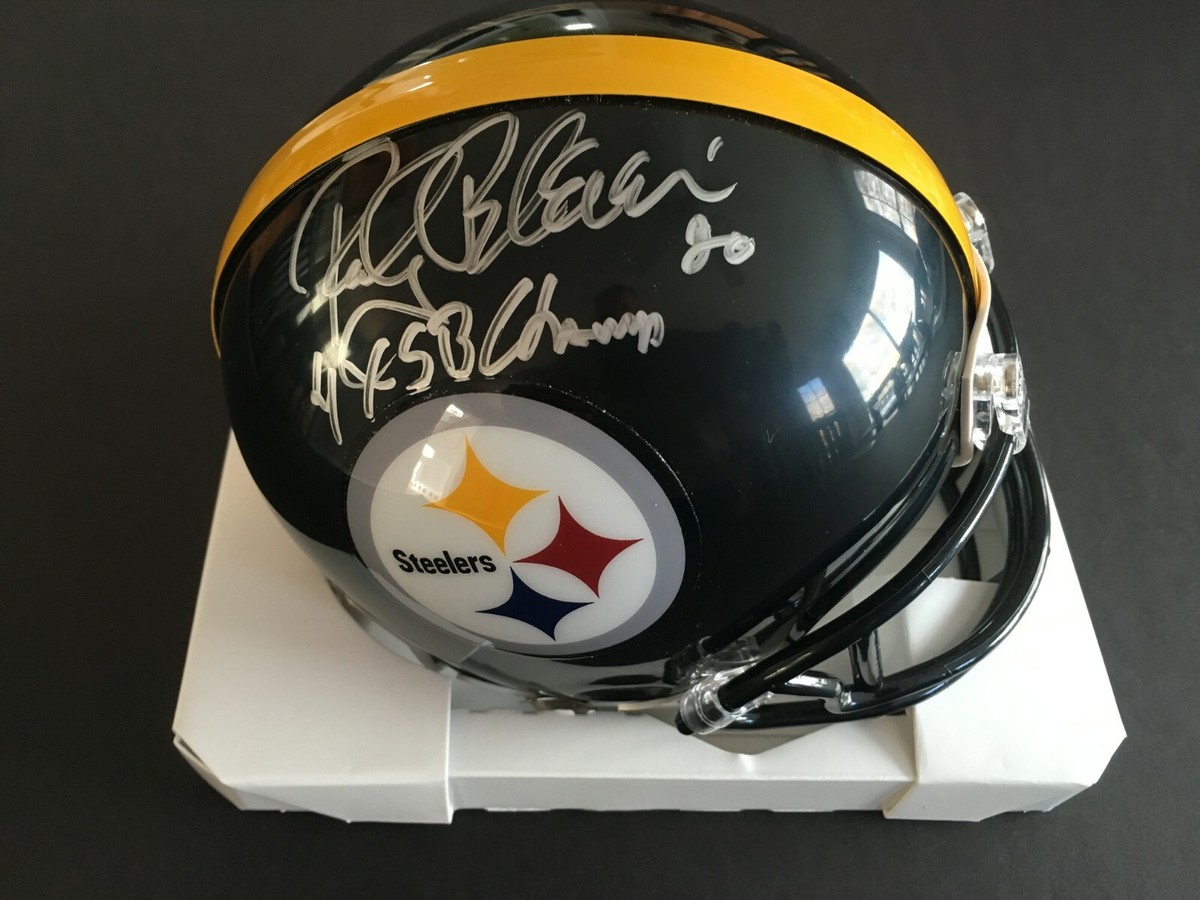 Rocky Bleier Autographed Signed Pittsburgh Steelers Lunar Eclipse White Matte Riddell Speed Mini Helmet W 4x Sb Champs P14882561