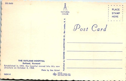 Chrome Postcard Rutland Hospital Vermont VT UNP - Picture 2 of 2