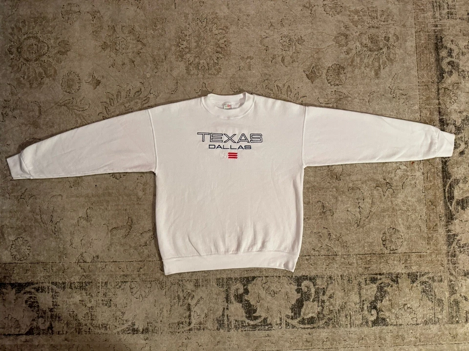TEXAS Dallas Vtg CREWNECK Sweatshirt White Pullover Fruit Of The Loom Best FOTL - Image 2 of 4